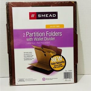 Smead 14060 2 Partition Folders Built In Wallet Divider USA Letter Size